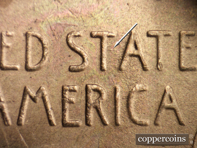 Die-stage C marker on 1949S•1MM•033 (1949 Repunched Mint Mark).