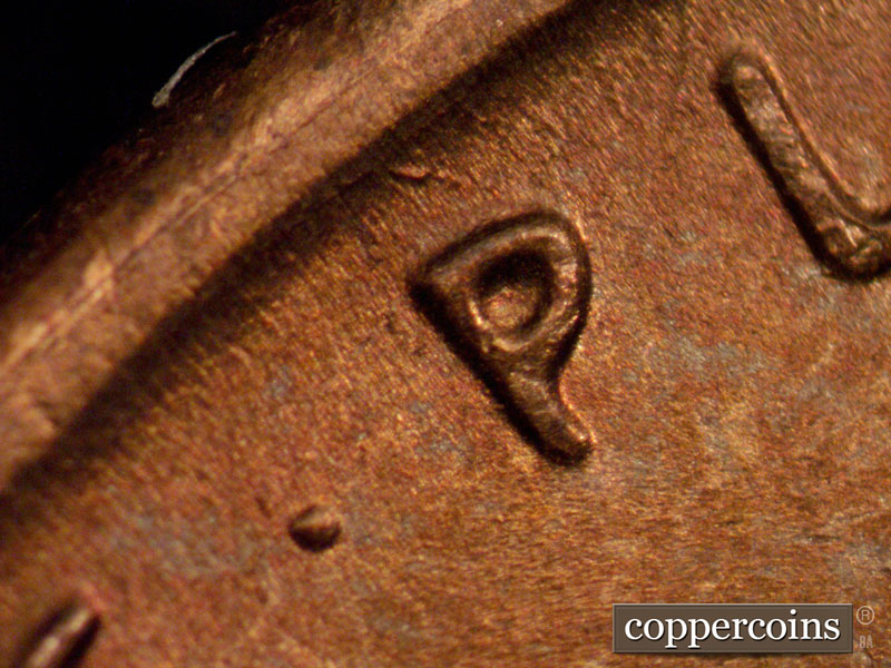 Die-stage B marker on 1949S•1MM•037 (1949 Repunched Mint Mark).