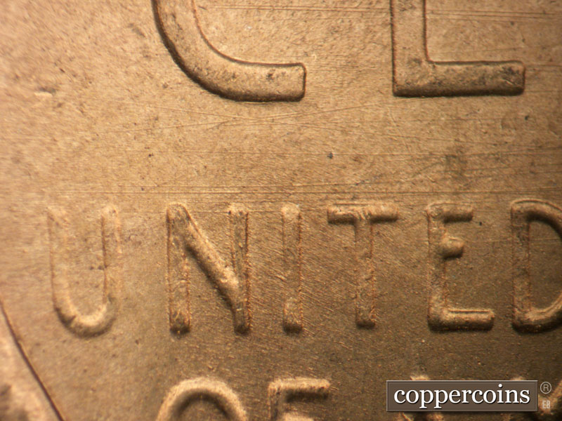 Die-stage B marker on 1949S•1MM•038 (1949 Repunched Mint Mark).