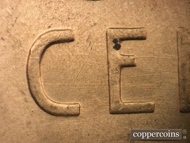 Die-stage B marker on 1949S•1MM•038 (1949 Repunched Mint Mark).