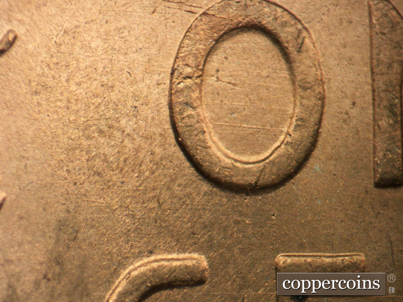 Die-stage B marker on 1949S•1MM•038 (1949 Repunched Mint Mark).