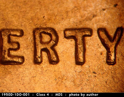 1950 Lincoln cent obverse, CopperCoins die 1950D•1DO•001.