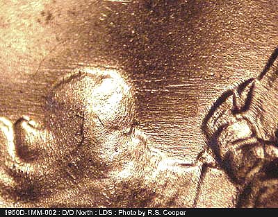 Die-stage C marker on 1950D•1MM•002 (1950 Repunched Mint Mark).