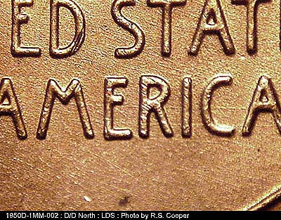 Die-stage C marker on 1950D•1MM•002 (1950 Repunched Mint Mark).