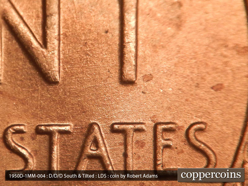 Die-stage C marker on 1950D•1MM•004 (1950 Repunched Mint Mark).