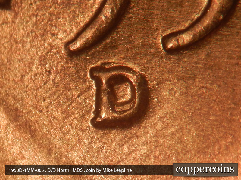 1950 Lincoln cent obverse, CopperCoins die 1950D•1MM•005.