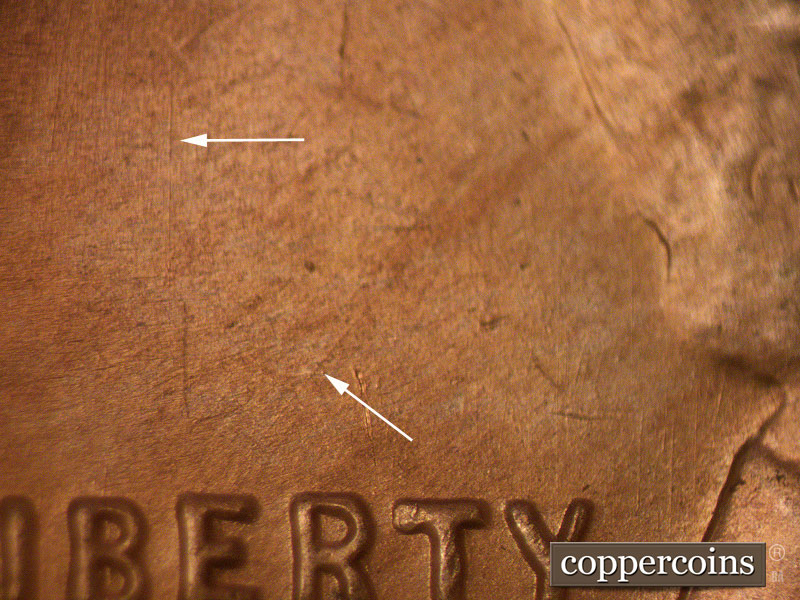 Die-stage A marker on 1950D•1MM•006 (1950 Repunched Mint Mark).