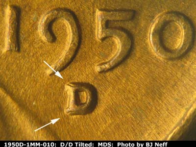 1950 Lincoln cent obverse, CopperCoins die 1950D•1MM•010.