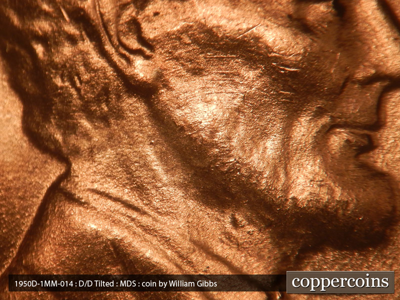 Die-stage B marker on 1950D•1MM•014 (1950 Repunched Mint Mark).