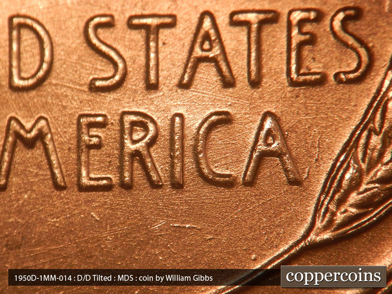 Die-stage B marker on 1950D•1MM•014 (1950 Repunched Mint Mark).