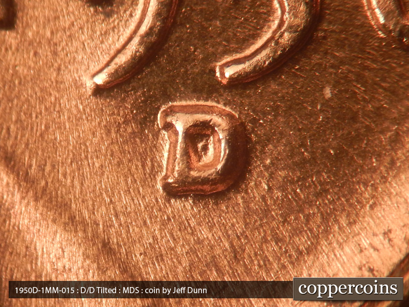 1950 Lincoln cent obverse, CopperCoins die 1950D•1MM•015.