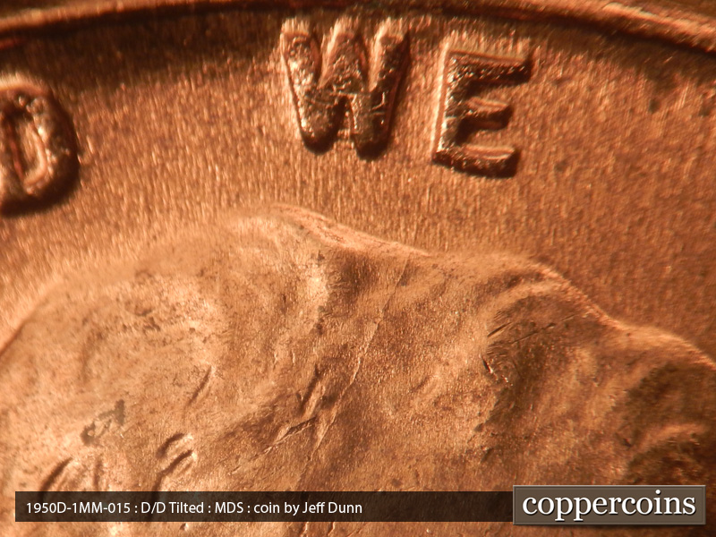 Die-stage B marker on 1950D•1MM•015 (1950 Repunched Mint Mark).