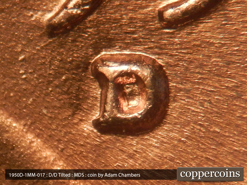 1950 Lincoln cent obverse, CopperCoins die 1950D•1MM•017.