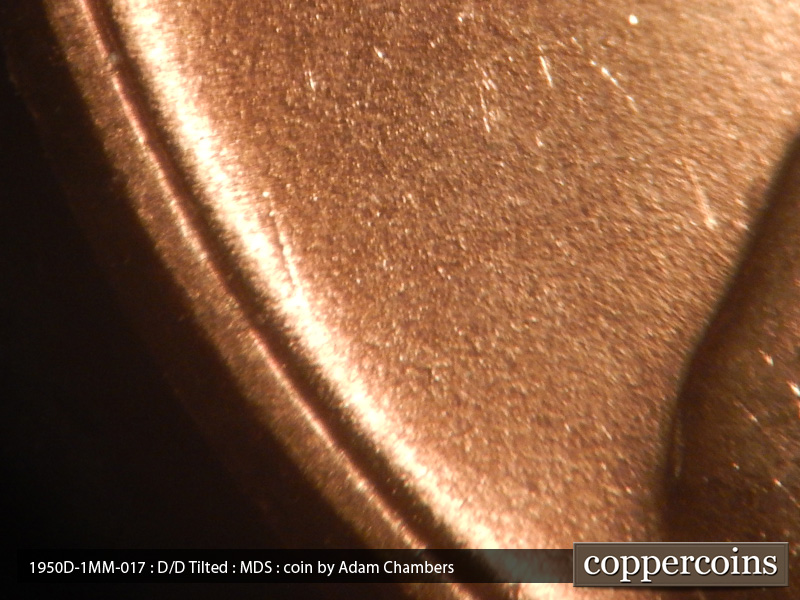 Die-stage B marker on 1950D•1MM•017 (1950 Repunched Mint Mark).