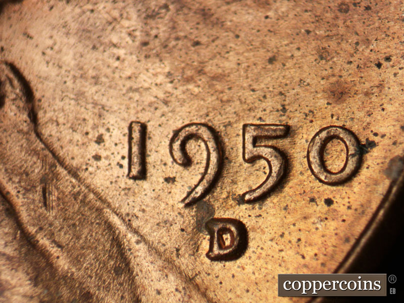 Die-stage C marker on 1950D•1MM•017 (1950 Repunched Mint Mark).