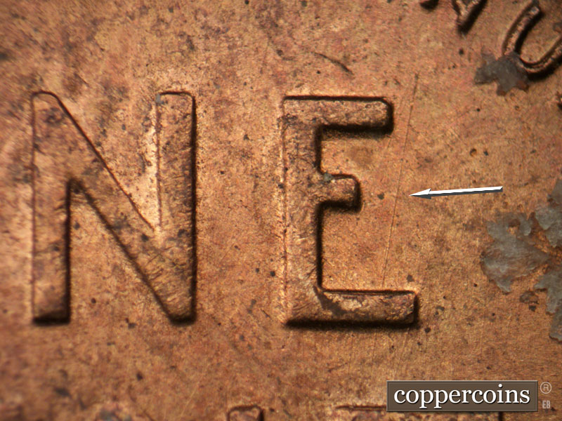 Die-stage C marker on 1950D•1MM•017 (1950 Repunched Mint Mark).