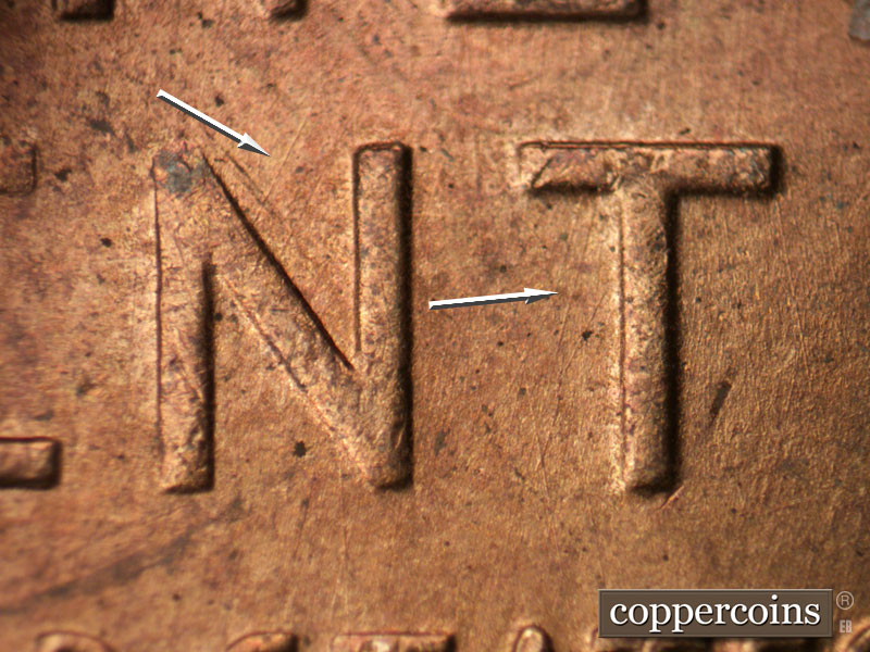 Die-stage C marker on 1950D•1MM•017 (1950 Repunched Mint Mark).