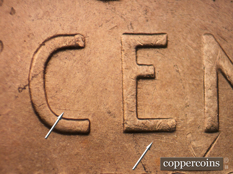 Die-stage B marker on 1950D•1MM•018 (1950 Repunched Mint Mark).