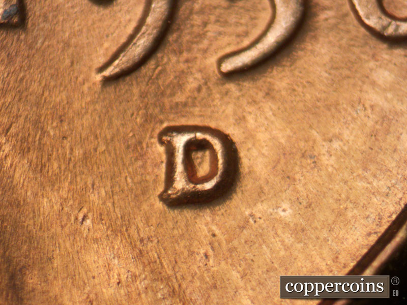 Die-stage C marker on 1950D•1MM•019 (1950 Repunched Mint Mark).