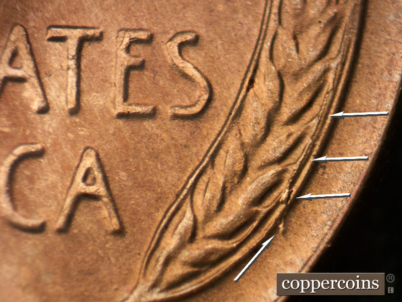 Die-stage C marker on 1950D•1MM•019 (1950 Repunched Mint Mark).