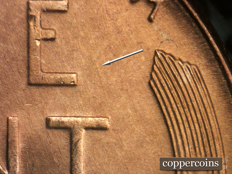 Die-stage C marker on 1950D•1MM•019 (1950 Repunched Mint Mark).