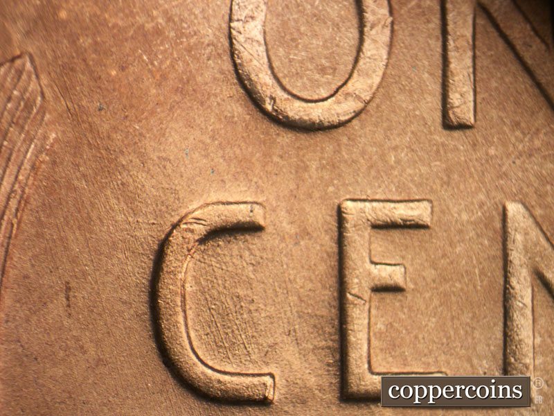Die-stage C marker on 1950D•1MM•019 (1950 Repunched Mint Mark).
