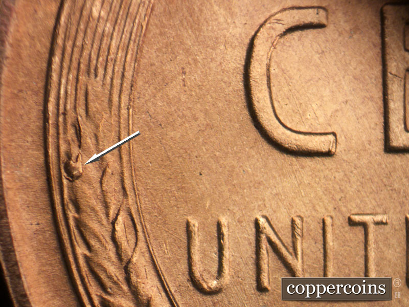 Die-stage C marker on 1950D•1MM•019 (1950 Repunched Mint Mark).