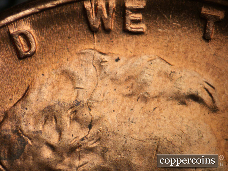 Die-stage C marker on 1950D•1MM•020 (1950 Repunched Mint Mark).