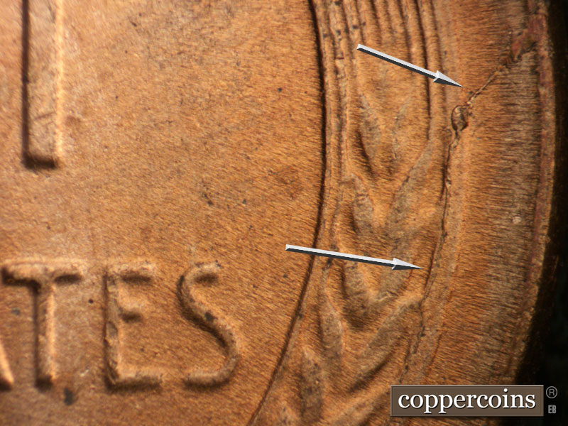 Die-stage C marker on 1950D•1MM•020 (1950 Repunched Mint Mark).