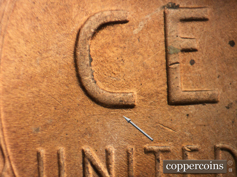 Die-stage C marker on 1950D•1MM•020 (1950 Repunched Mint Mark).
