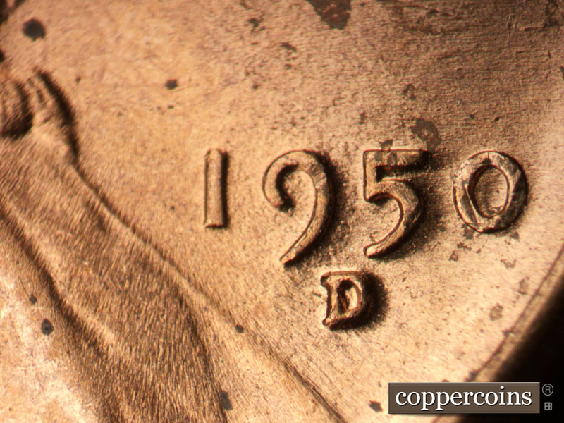 Die-stage C marker on 1950D•1MM•023 (1950 Repunched Mint Mark).