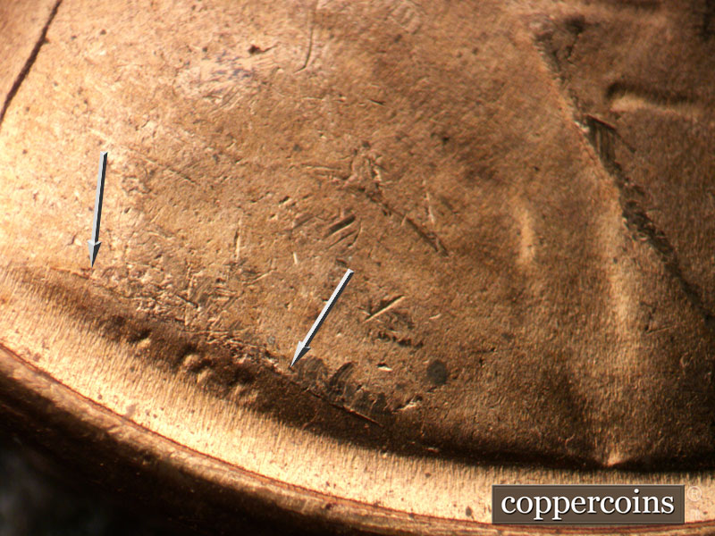 Die-stage C marker on 1950D•1MM•023 (1950 Repunched Mint Mark).