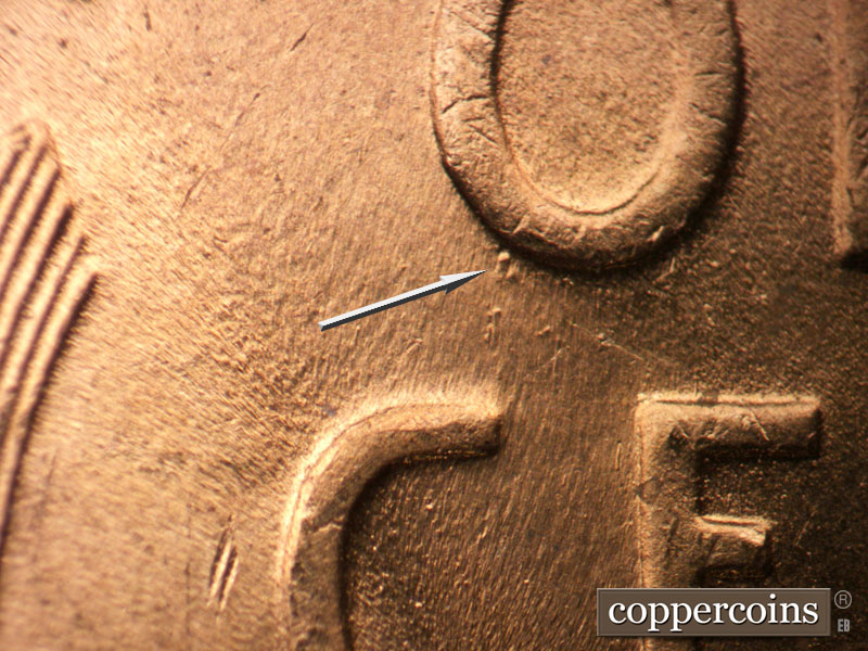 Die-stage C marker on 1950D•1MM•023 (1950 Repunched Mint Mark).