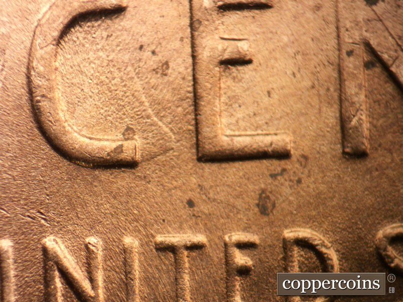 Die-stage C marker on 1950D•1MM•023 (1950 Repunched Mint Mark).