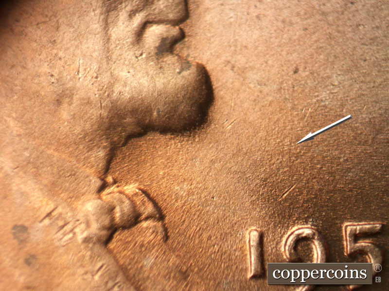 Die-stage B marker on 1950D•1MM•024 (1950 Repunched Mint Mark).