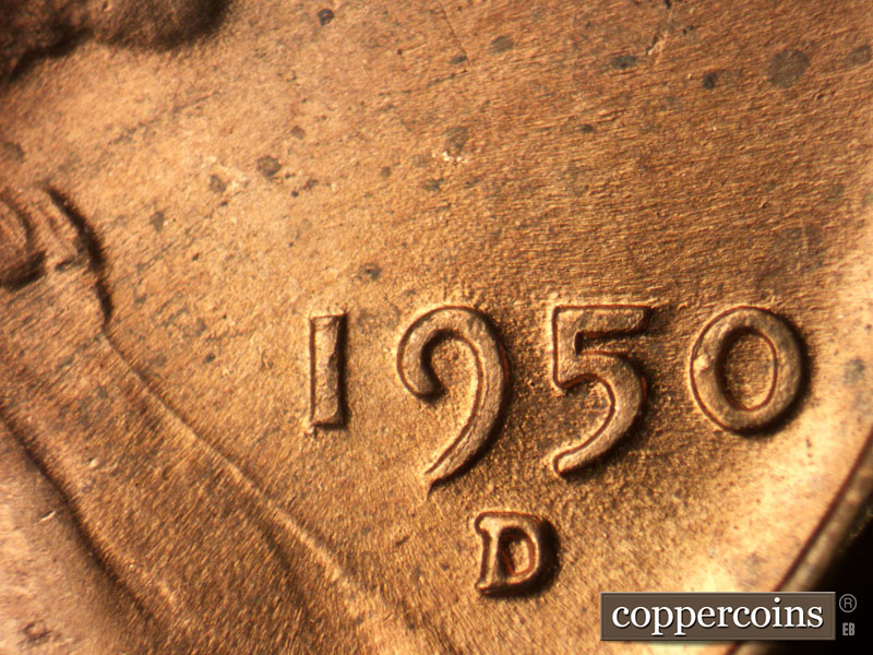 Die-stage C marker on 1950D•1MM•025 (1950 Repunched Mint Mark).