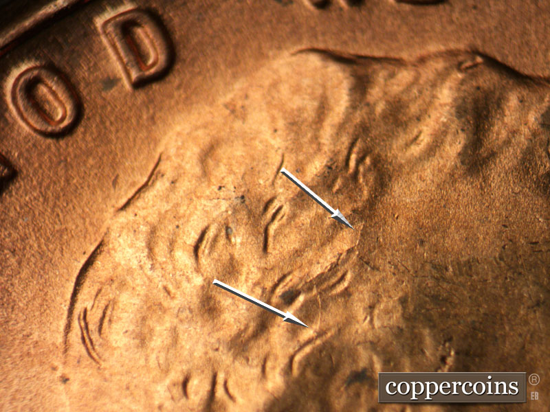 Die-stage C marker on 1950D•1MM•027 (1950 Repunched Mint Mark).