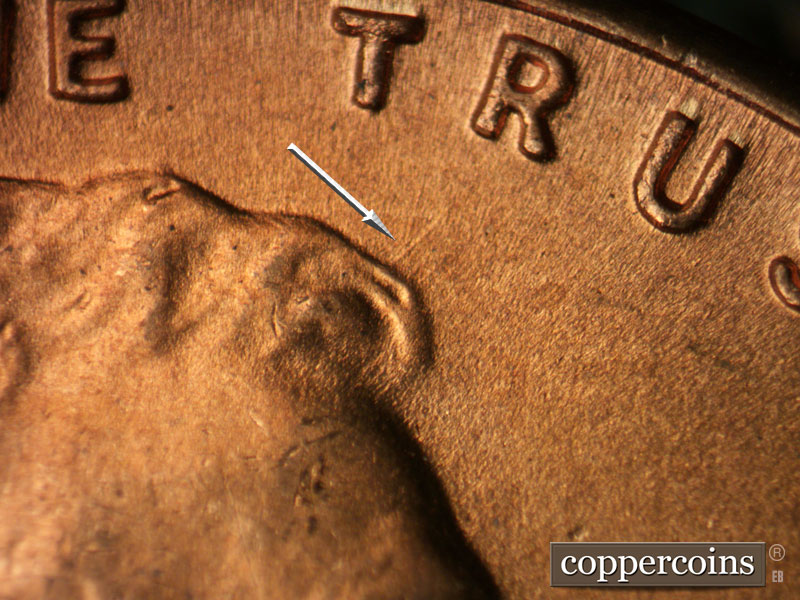 Die-stage C marker on 1950D•1MM•027 (1950 Repunched Mint Mark).