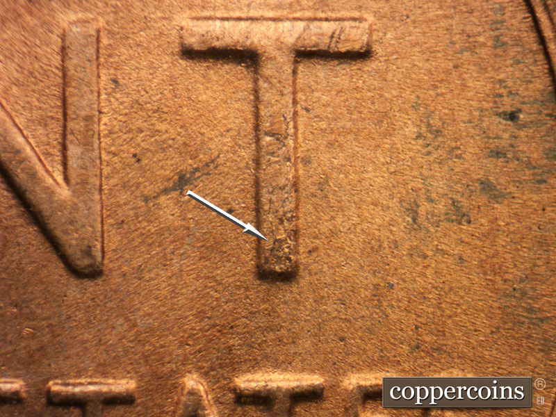 Die-stage C marker on 1950D•1MM•027 (1950 Repunched Mint Mark).