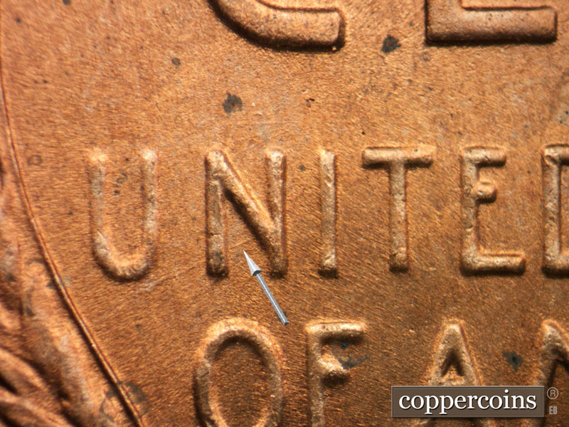 Die-stage C marker on 1950D•1MM•027 (1950 Repunched Mint Mark).