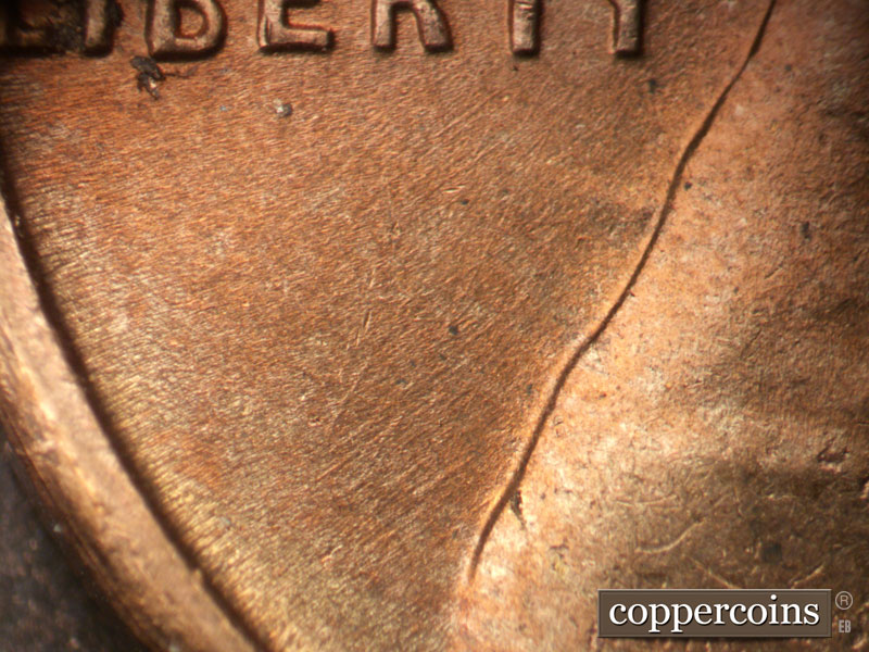 Die-stage B marker on 1950D•1MM•030 (1950 Repunched Mint Mark).
