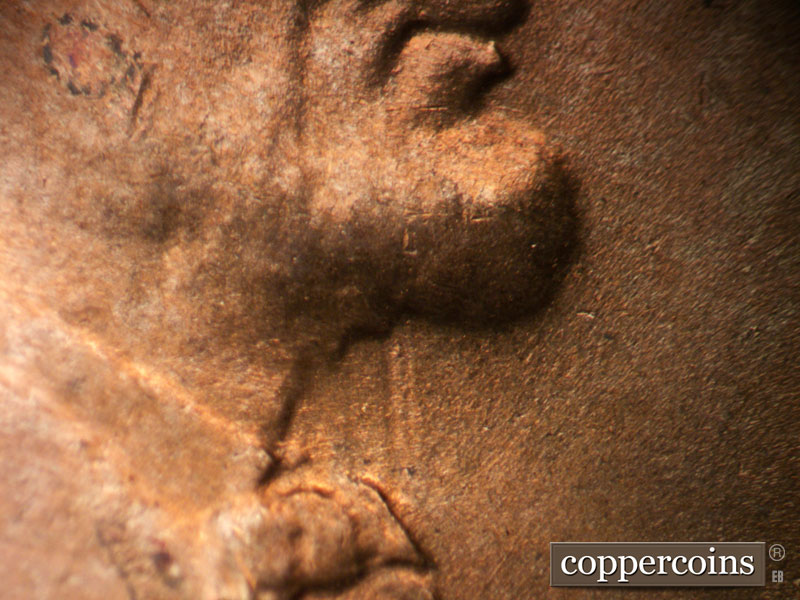 Die-stage B marker on 1950D•1MM•030 (1950 Repunched Mint Mark).