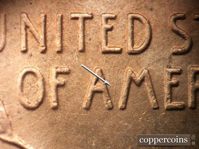 Die-stage B marker on 1950D•1MM•030 (1950 Repunched Mint Mark).
