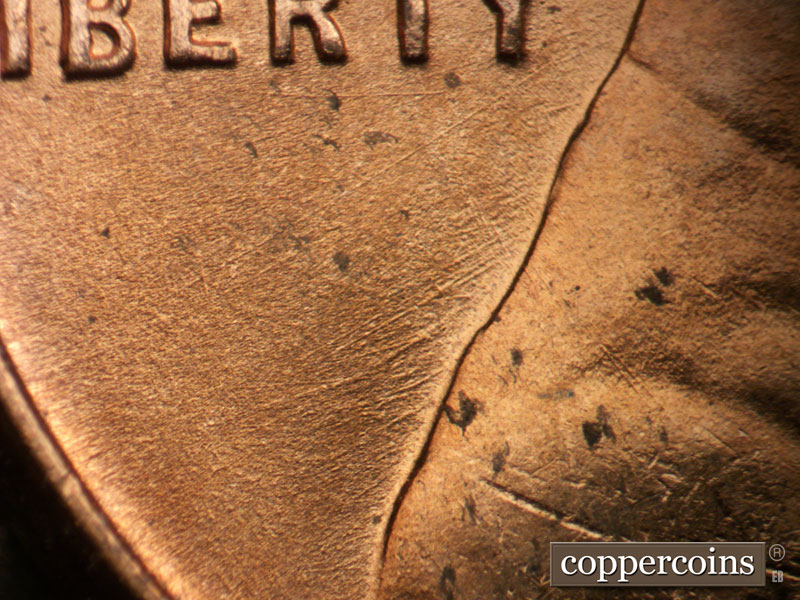 Die-stage B marker on 1950D•1MM•032 (1950 Repunched Mint Mark).