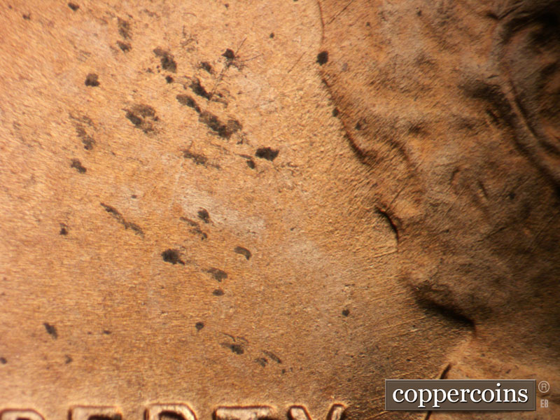 Die-stage B marker on 1950D•1MM•032 (1950 Repunched Mint Mark).