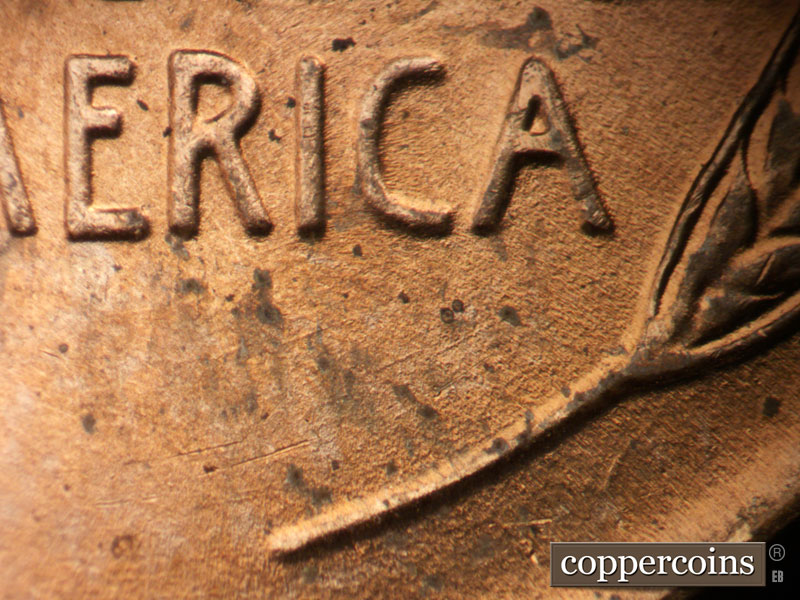 Die-stage B marker on 1950D•1MM•032 (1950 Repunched Mint Mark).