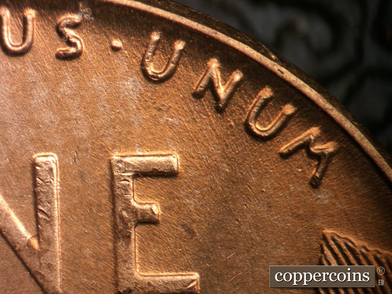 Die-stage B marker on 1950D•1MM•033 (1950 Repunched Mint Mark).