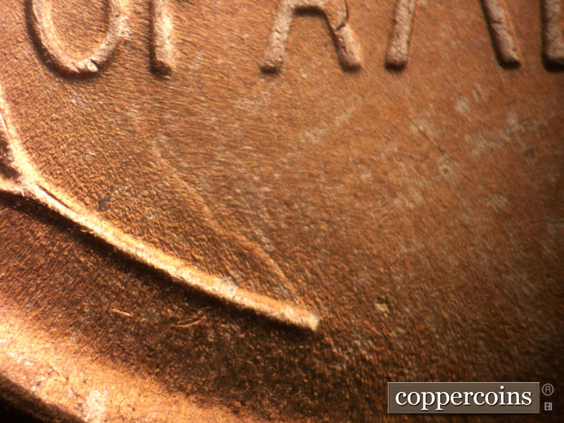 Die-stage B marker on 1950D•1MM•033 (1950 Repunched Mint Mark).