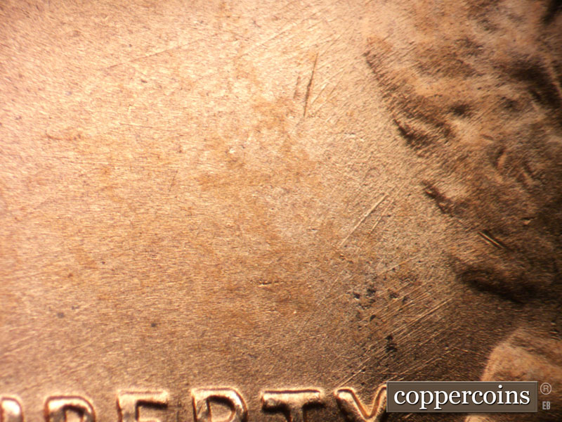 Die-stage B marker on 1950D•1MM•034 (1950 Repunched Mint Mark).