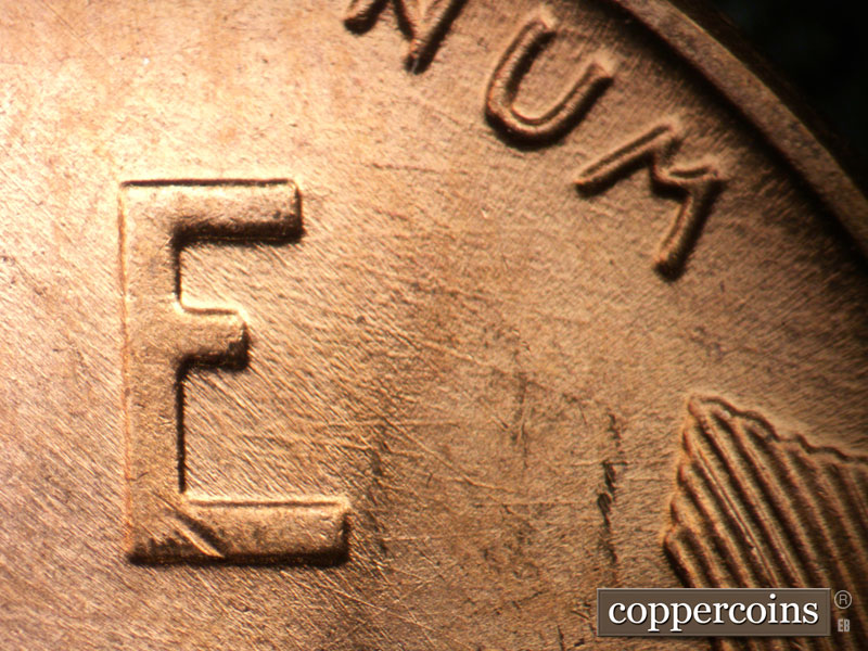Die-stage B marker on 1950D•1MM•034 (1950 Repunched Mint Mark).